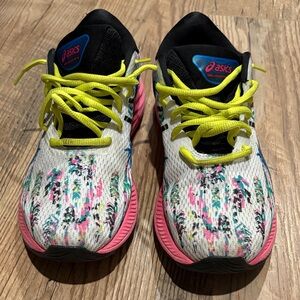 Asics Neon Yellow and Pink Athletic Shoes